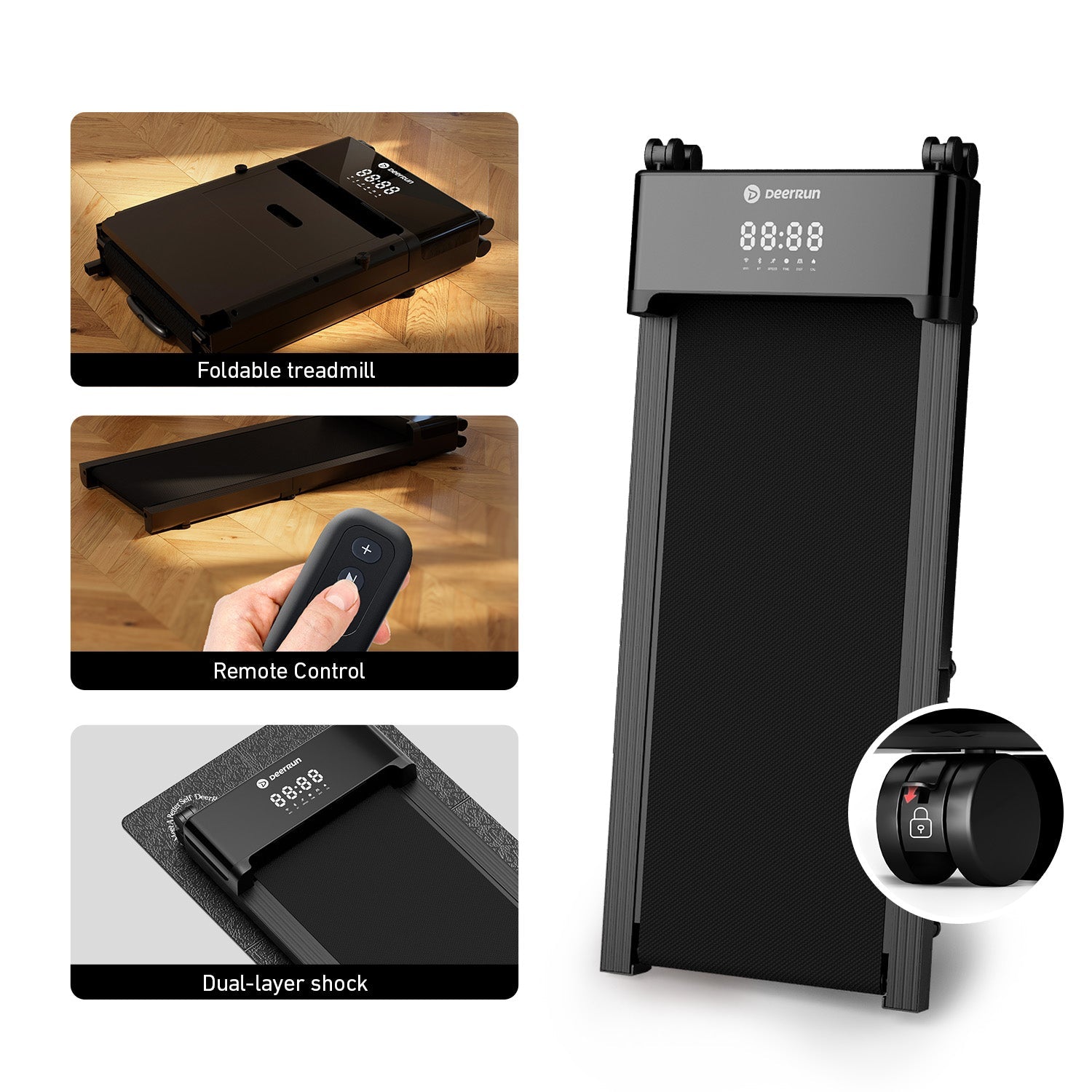 DeerRun Z20 Foldable Walking Pad Treadmill – Ultra Compact with LED Display
